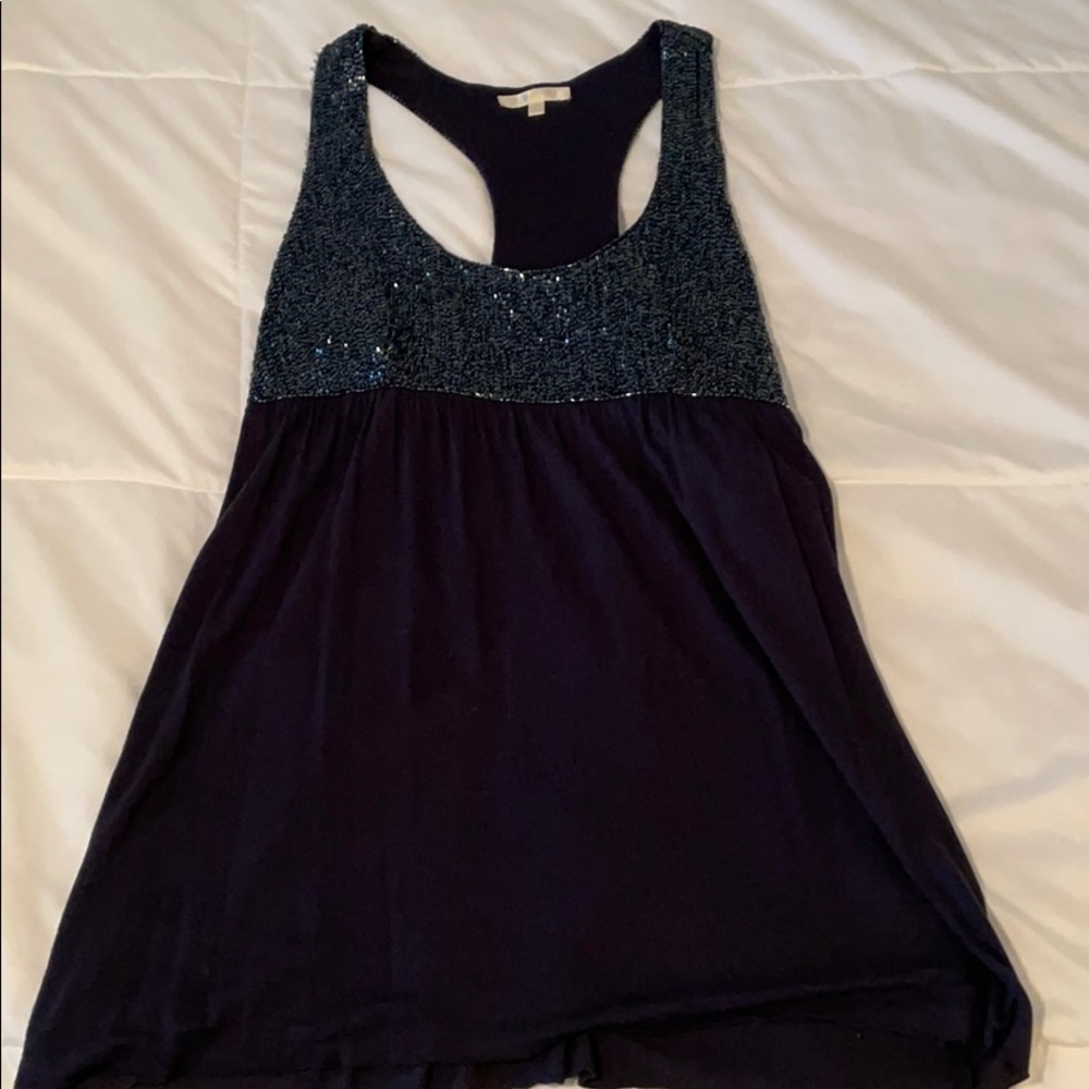 Matty M Racer Back Sequin Tank - Navy Blue - Picture 3 of 16